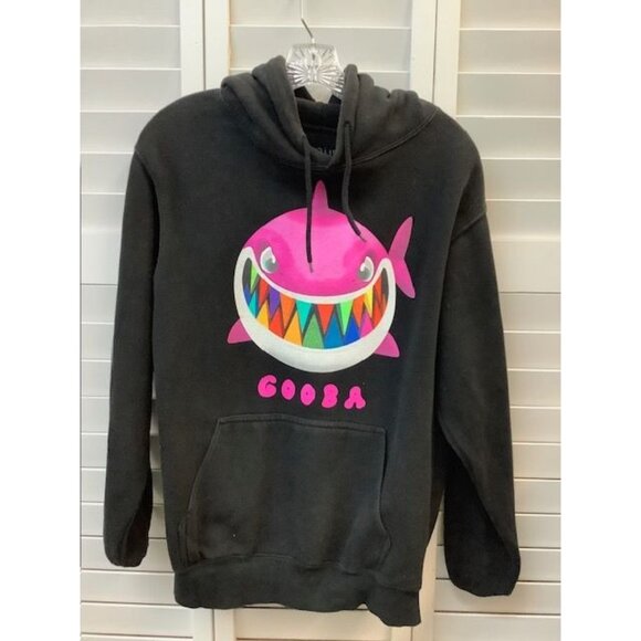 6Ix9Ine Gooba Hoodie Black Pullover With Rainbow Shark & Graphic Back Size S - Picture 1 of 4